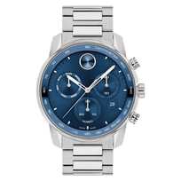Movado Bold Verso Blue Chronograph Watch w/ a Stainlees Steel Band