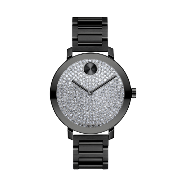 Movado Bold Evolution Gray Crystal Dial Watch w/ a Black Stainless Steel Watch