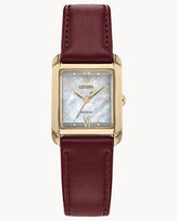 Ladies Citizen Bianca Mother of Pearl Dial w/ a Burgundy Leather Strap Eco-Drive Watch