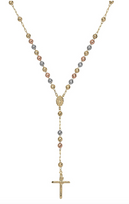 14K Tri-color Rosary Necklace