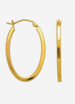 14K Yellow Gold Oval Knife-edge Hoops