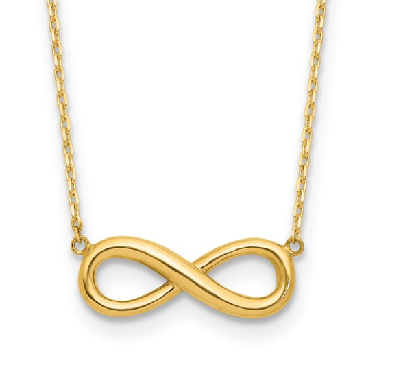 14k Polished Infinity 16.5in with 1in ext Necklace