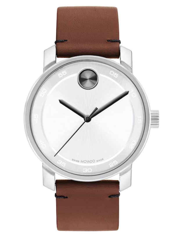 Men's Movado Bold® Access Cognac Strap Watch with White Dial