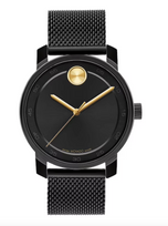 Men's Movado Bold Access Black Mesh Strap Watch with Gold-To...