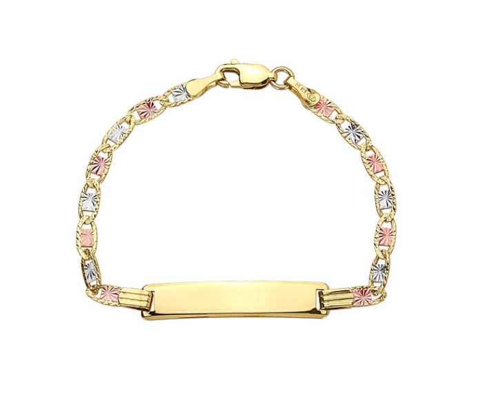 14K 8" Tri-Color Valentino ID Bracelet