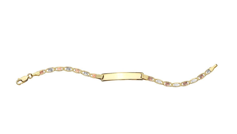 14K 7" Tri-Color Valentino ID Bracelet