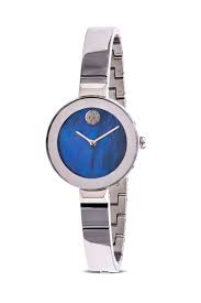 MOVADO Bold S-Steel Blue MOP Diamond Dial Bangle Women's Watch