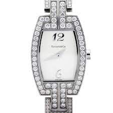 Tiffany & Co. Tonneau Ladies 18k Watch. The watch is set with 168 diamond weighing 2.04 carats.