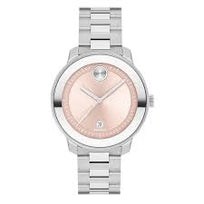 Movado Bold Verso Pink Dial Watch w/ a Stainlees Steel Band