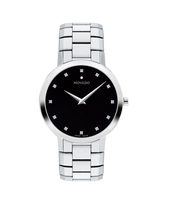 Movado Faceto 39mm with Black Enamel Dial and Steel Dauphine...