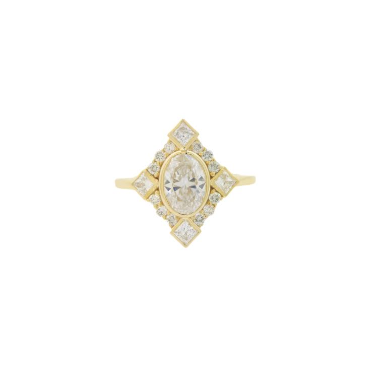 14k 1.60cttw Yellow Gold Oval Center Antique Style Ring