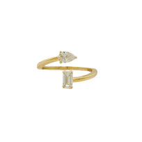 14k 0.60cttw Yellow Gold Emerald-Cut & Pear Shape Diamond By...