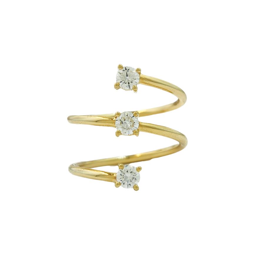14k 0.55cttw Yellow Gold Triple Diamond Spiral Ring