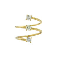 14k 0.55cttw Yellow Gold Triple Diamond Spiral Ring