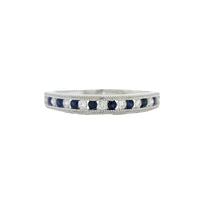 10k 0.15cttw White Gold Sapphire & Diamond Alternating Chann...