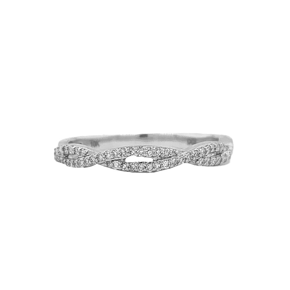10k 0.15cttw White Gold Diamond Twist Band