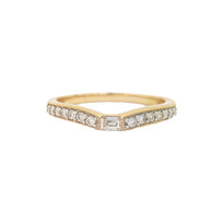 14k 0.25cttw Yellow Gold Diamond Band w/ a Baguette Center S...