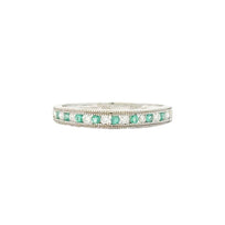 10k 0.15cttw White Gold Emerald & Diamond Alternating Channe...