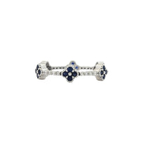 14k 0.30cttw White Gold Diamond Sapphire Clover Eternity Ban...