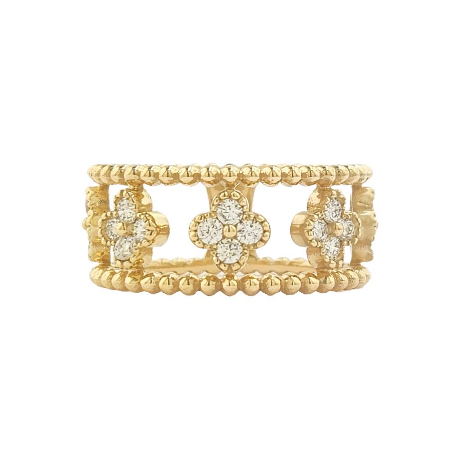 14k 0.50cttw Yellow Gold Diamond Multi Clover Band