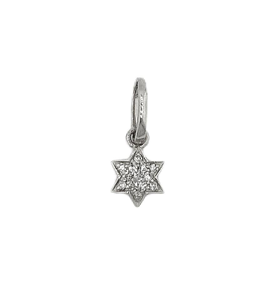 14k 0.05cttw White Gold Diamond Star of David Pendant