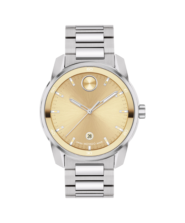 Movado BOLD Verso 42mm with a Goldtone Sunray Dial and Stain...