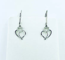 White gold Diamond Double Heart Hanging earrings