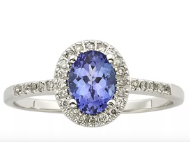 14K White Gold Tanzanite 0.15 cttw Diamond Ring
