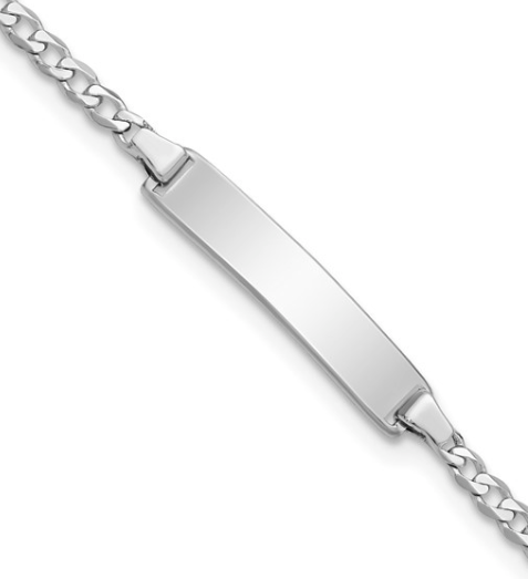 14k WG Flat Curb Link ID Bracelet