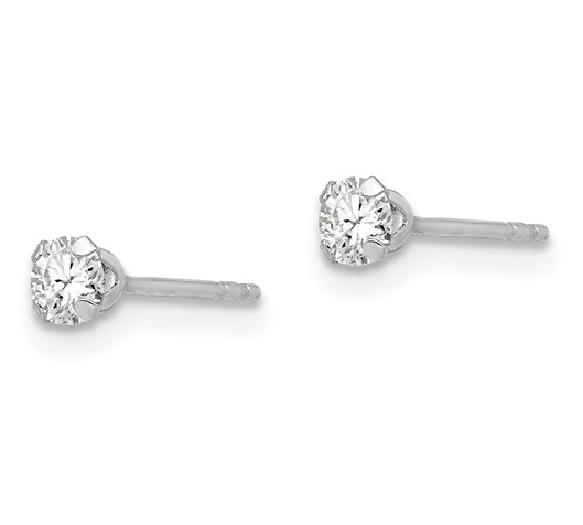 14k White Gold Madi K 3MM CZ Earrings