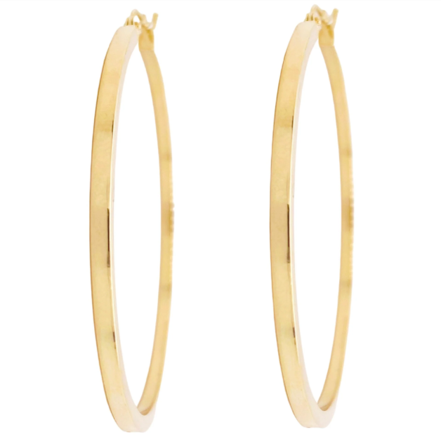 14K Yellow Gold Square-Tubed Hoops