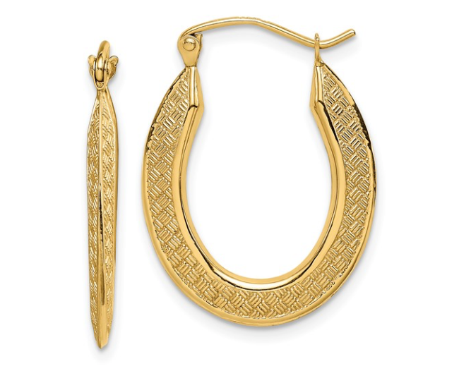 14k Textured Stamped Hoop Earrings