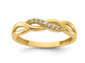 14K Polished CZ Braided Ring