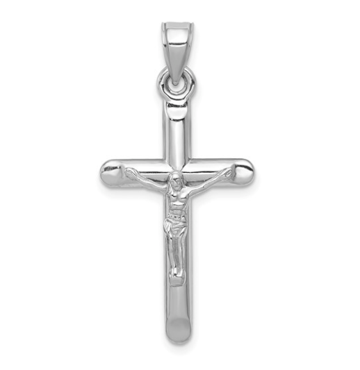 14k White Gold Crucifix Pendant