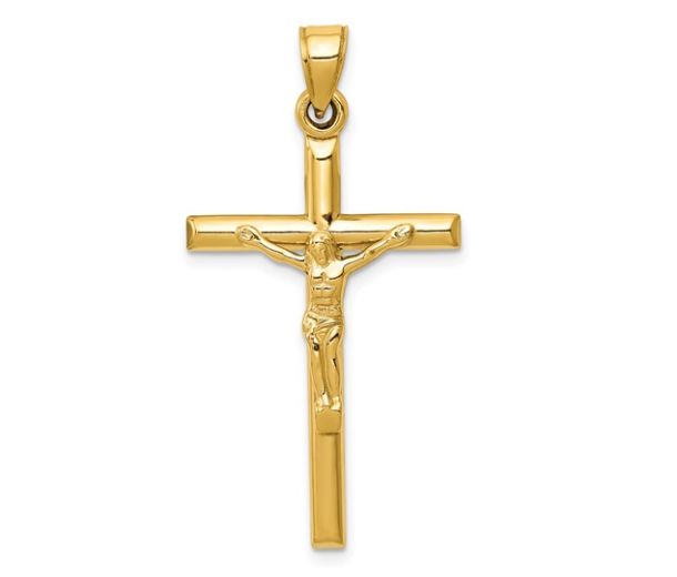 14k Hollow Crucifix Pendant