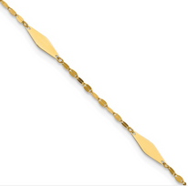 14K Polished Geometric 9in plus 1in ext. Anklet