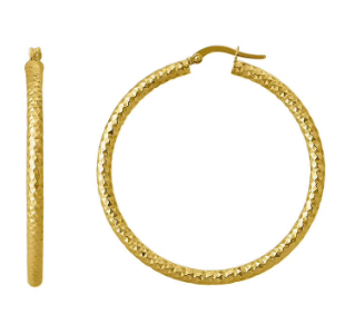 14K Yellow Gold 50mm Diamond-cut Fancy Hoops