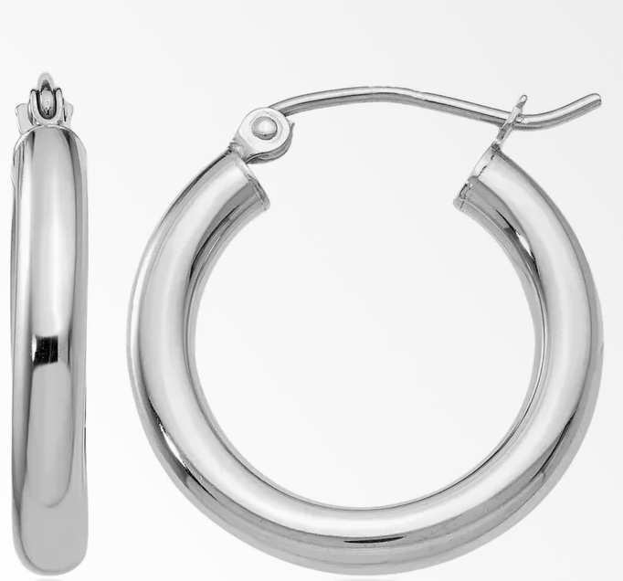 14K White Gold High-polished Huggies