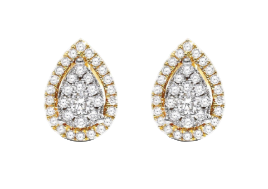 14K 0.50 ct tw Diamond Pear-shaped Halo Cluster Studs