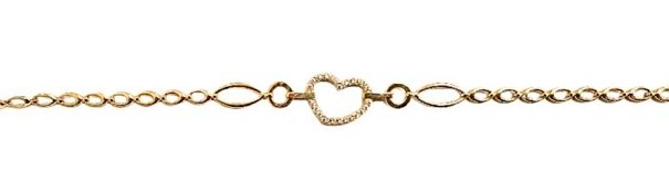 14K 0.16 ct tw Yellow Gold Diamond Sweet Heart Bracelet with...