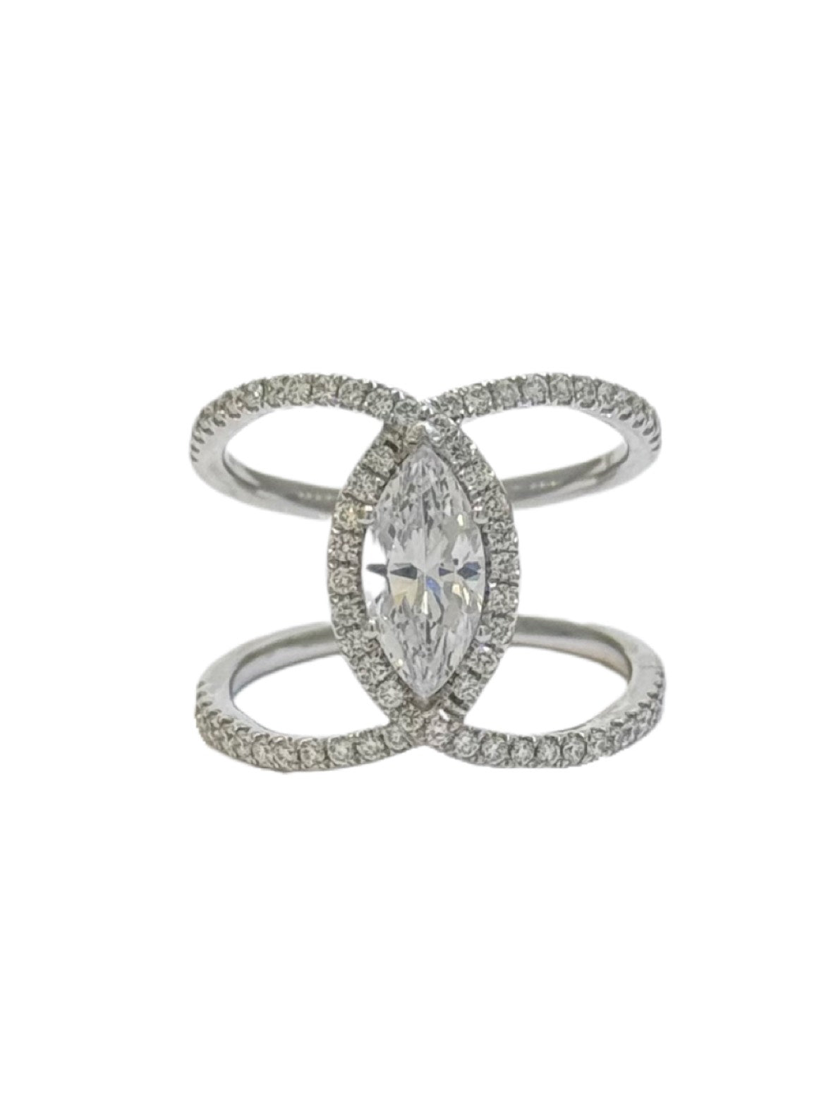 14k 0.50cttw White Gold Diamond Marquise Halo Band
