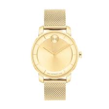 Movado Bold Ladies Yellow Tone Watch w/ a Mesh Band