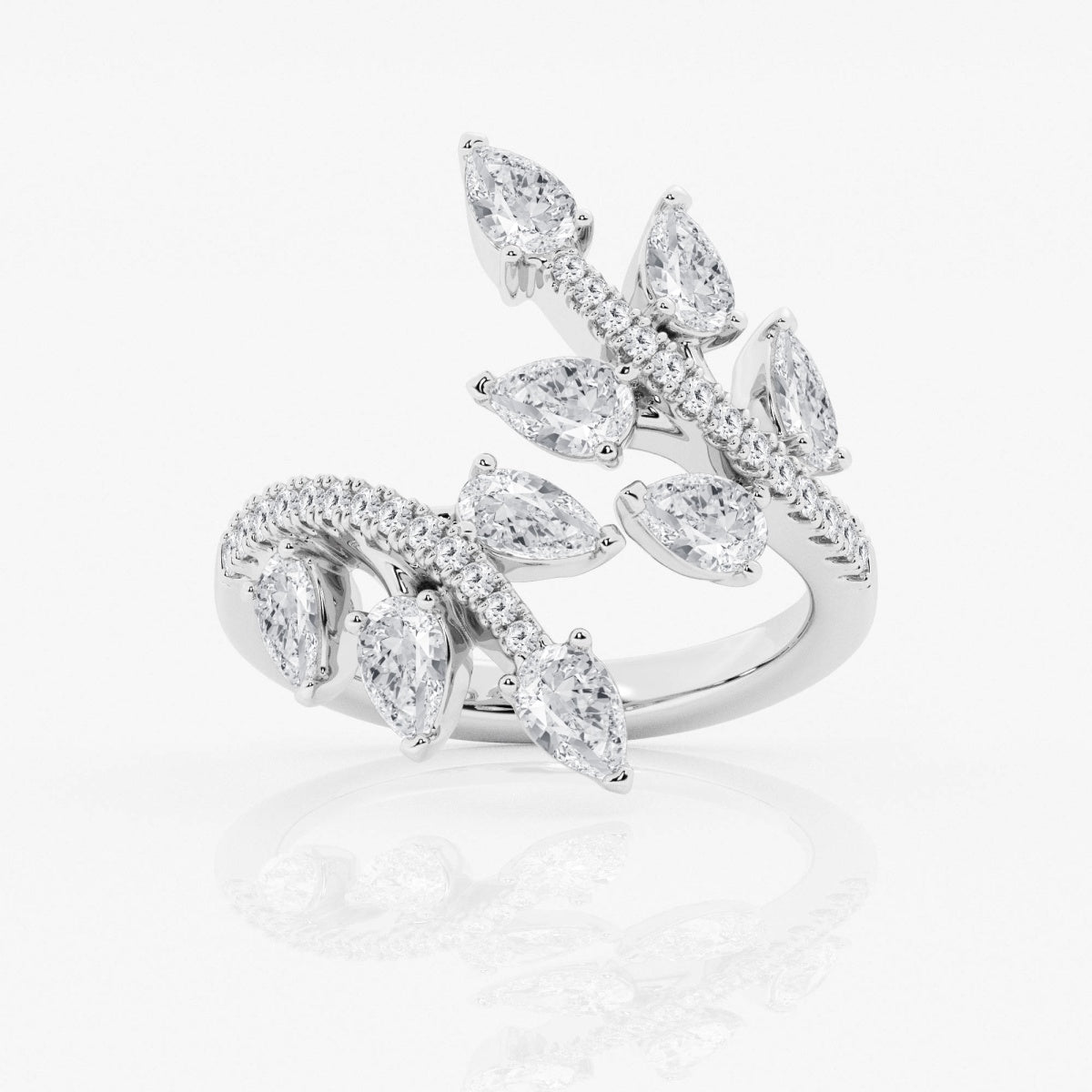 14k 2.00cttw White Gold Pear & Round Shape Diamond Bypass Le...