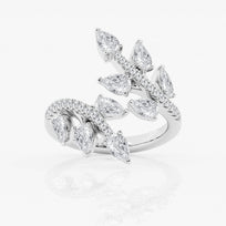 14k 2.00cttw White Gold Pear & Round Shape Diamond Bypass Le...