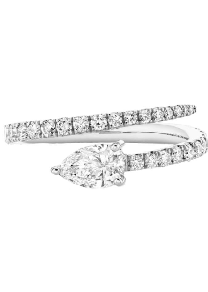 14k 1.00cttw White Gold Pear & Round Open Diamond Wrap Ring ...