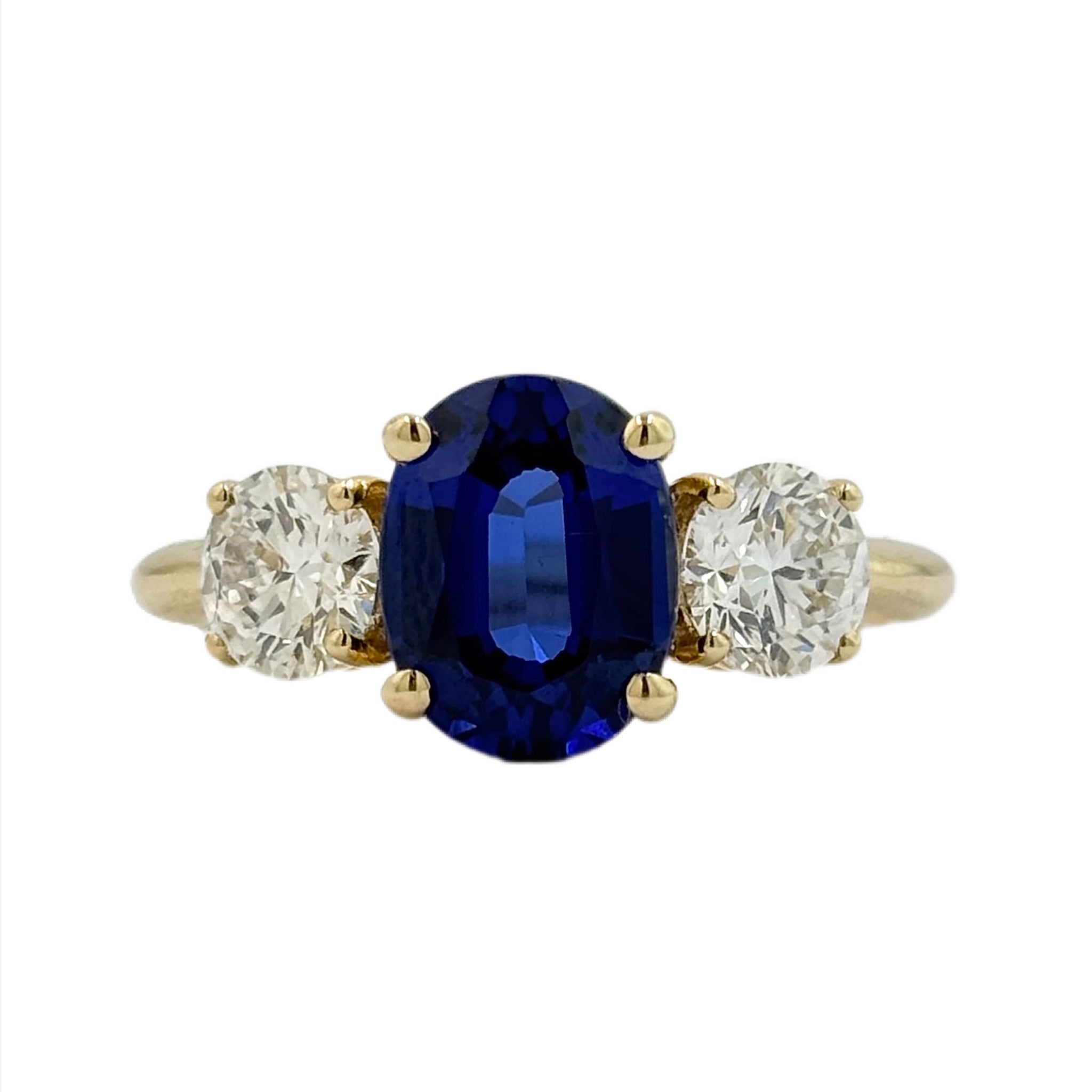 14k Sapphire & Diamond Yellow Gold Ring