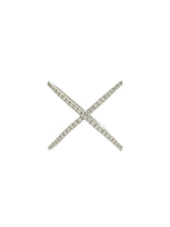 14k White Gold Diamond Criss Cross X Ring