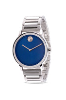 Movado Bold Blue Dial Watch w/ a Stainless Steel Band