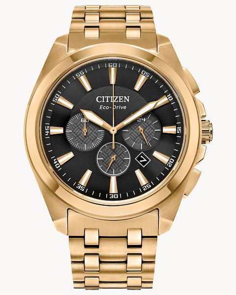 Citizen Classic Chronograph Black Dial & Yellow Tone Stailess Steel Wa ...
