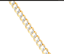 14K 10" Yellow/White Diamond-cut Curb Link Anklet
